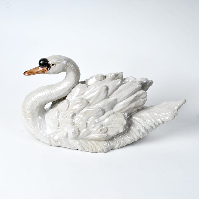 Large Ceramic Swan Centerpiece For Sale - Image 17 of 18