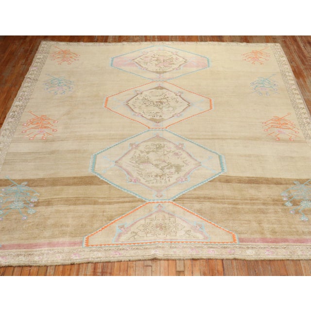 Vintage Turkish Room Size Square Rug - 10'6" x 11'9" For Sale In New York - Image 6 of 12