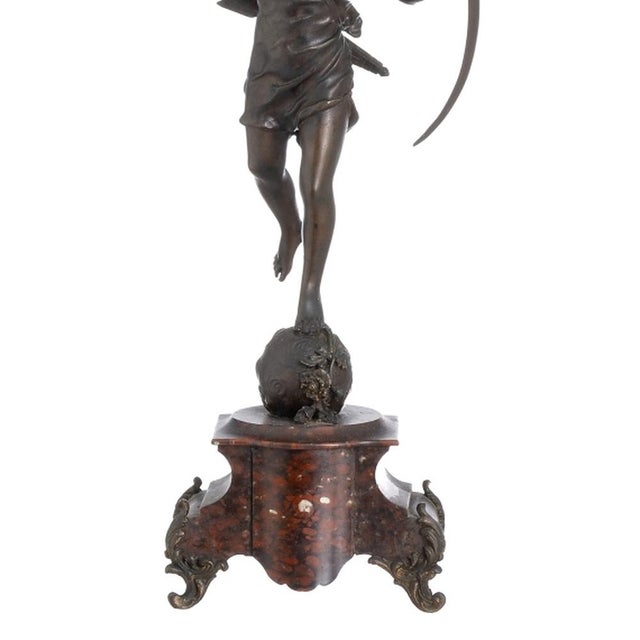 19th Century Five-Light Chandelier Sculpture in Bronze and Marble For Sale - Image 5 of 8