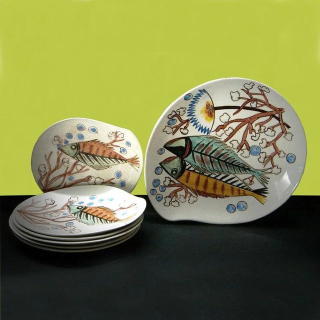 Ceramic Vintage Ceramic Plates Set by Cesare Sartori for Sica, 1960s, Set of 7 For Sale - Image 7 of 7