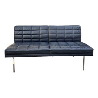 Geiger Tuxedo Armless Settee in Black Quilted Upholstery — BassamFellows Design For Sale