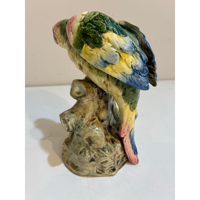 Mid-Century Modern Mid-Century Italian Majolica Parrot Figurine Vase For Sale - Image 3 of 10