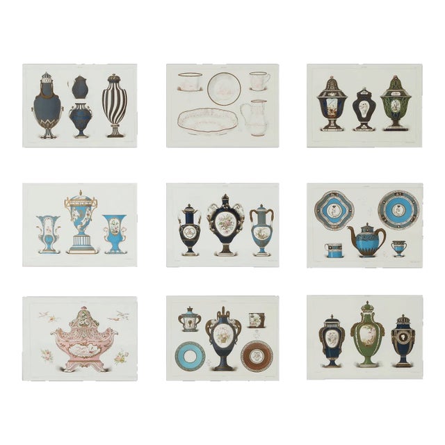 Set of 9 Edouard Garnier Framed Lithograph Prints of Sevres Porcelain For Sale