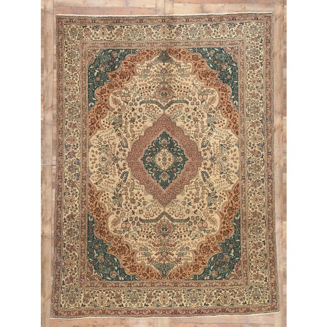 Mid 20th Century Mid 20th Century Vintage Persian Tabriz Rug 08’00 X 11’00 For Sale - Image 9 of 9