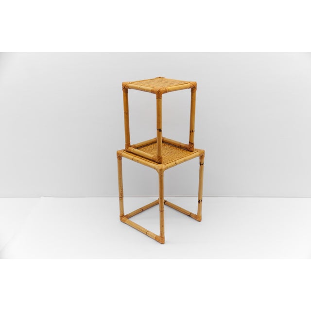 Mid-Century Bamboo and Rattan Side Tables or Stools, 1960s, Set of 2 For Sale - Image 9 of 10