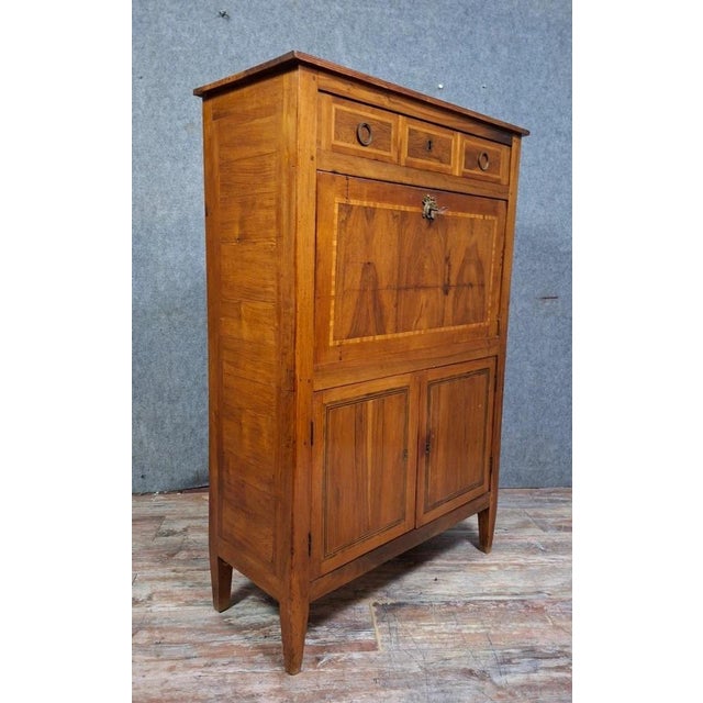 Wood Late 18th Century Louis XVI Provincial Marquetry Secretary Desk For Sale - Image 7 of 11