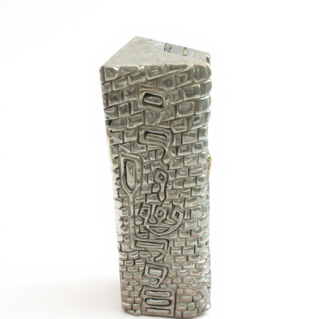Modern Ben Zion 925 Sterling Silver Sculpture Wailing Wall on Marble Base For Sale - Image 3 of 9