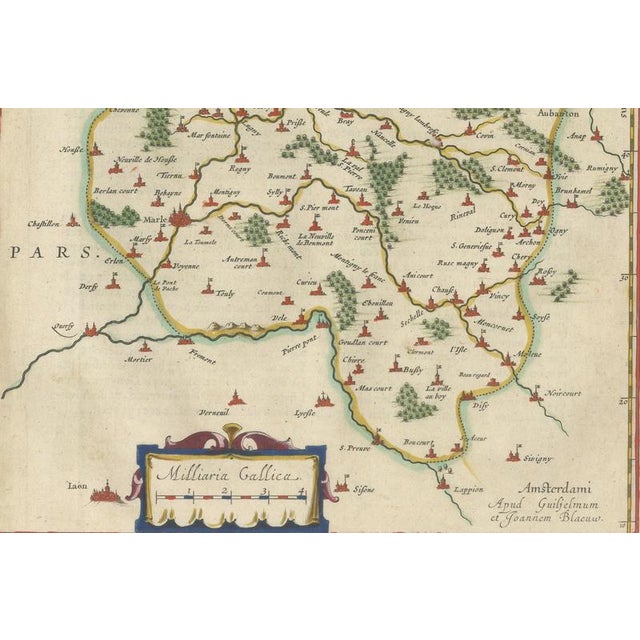 Copper Antique Map of Vermandois and La Capelle from Blaeu, France, 1642 For Sale - Image 8 of 9