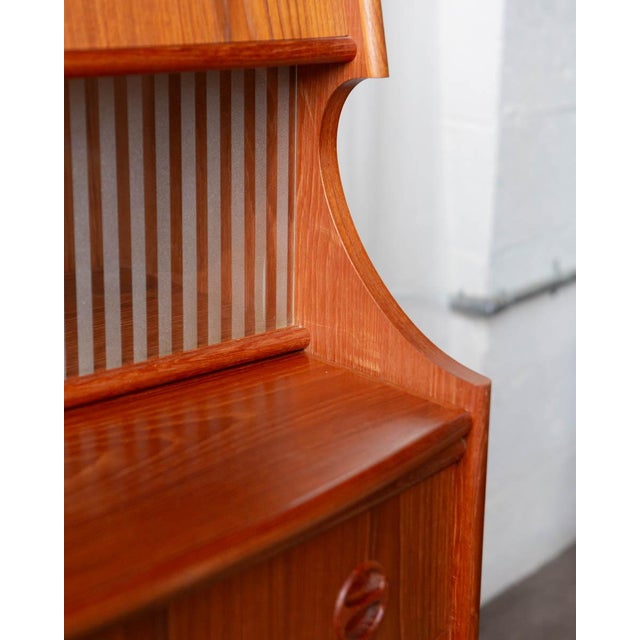 Mid-Century Modern 1960s Danish Teak Secretary Desk Attributed to Gunnar Falsig - Sliding Glass Doors For Sale - Image 3 of 18