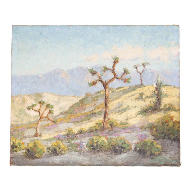 Antique Joshua Tree California Desert Landscape Signed Oil Painting For Sale