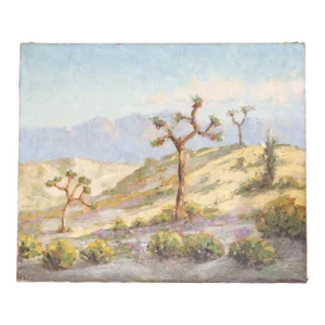 Antique Joshua Tree California Desert Landscape Signed Oil Painting