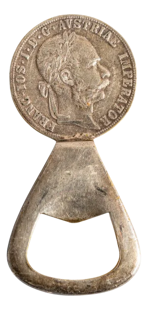 Silver-Plated Brass Coin Bottle Opener by Carl Aubock, 1950s