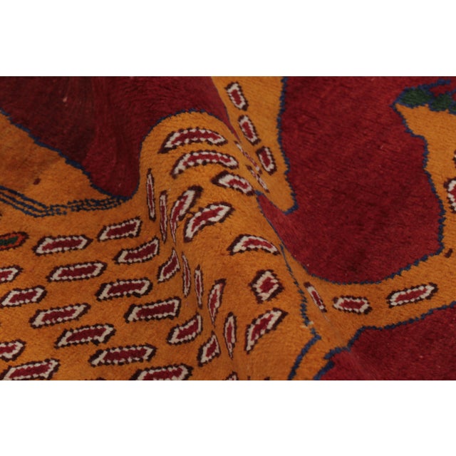 Textile Vintage Persian Gabbeh Runner With Red Leopard Pictorial - Rug & Kilim For Sale - Image 7 of 10