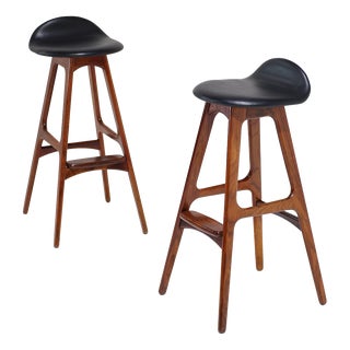 Vintage OD61 Bar Stools by Erik Buch for Oddense Maskinsnedkeri, 1960s, Set of 2 For Sale