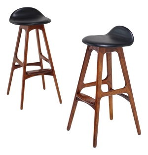 Vintage OD61 Bar Stools by Erik Buch for Oddense Maskinsnedkeri, 1960s, Set of 2