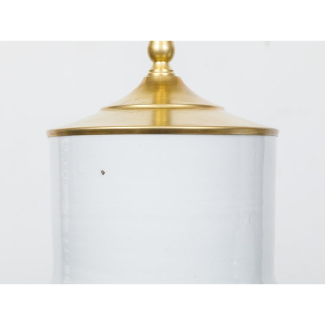 Metal Pair of Asian Porcelain Ginger Jars Table Lamps - USA Wired For Sale - Image 7 of 9
