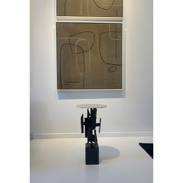 2020s Brut Sculptural Side Table Steel & Marble For Sale - Image 5 of 6