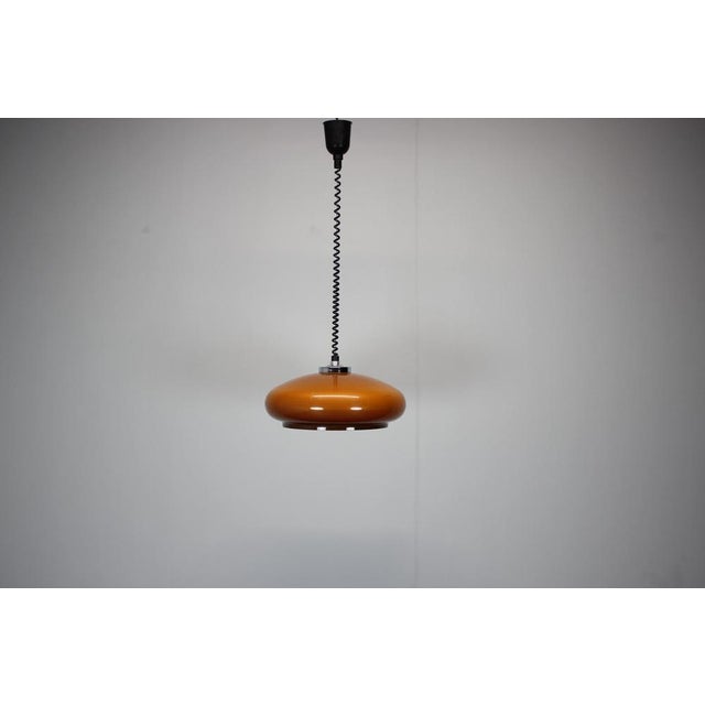 Mid-Century Adjustable Glass Pendant Lamp, Europe, 1970s For Sale - Image 9 of 12