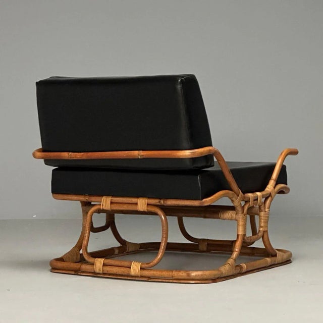 1960s Isa Ponte San Pietro, Italian Mid-Century Modern, Armchair, Ottoman, Rattan For Sale - Image 5 of 12