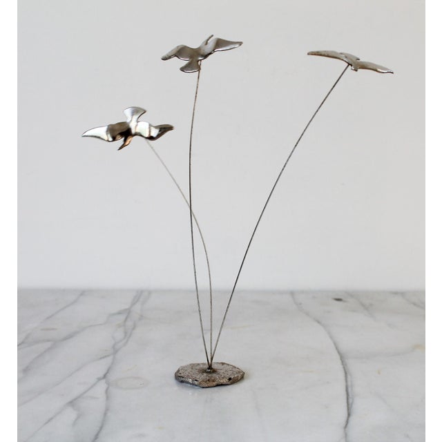 Silver Tone Seagulls in Flight Kinetic Sculpture, Vintage 1970s For Sale - Image 4 of 10
