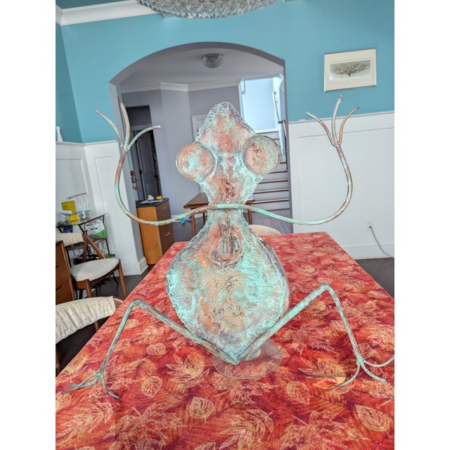 1980s Vintage Brutalist Torch-Cut Patinated Copper Frog Wall Sculpture For Sale - Image 11 of 12