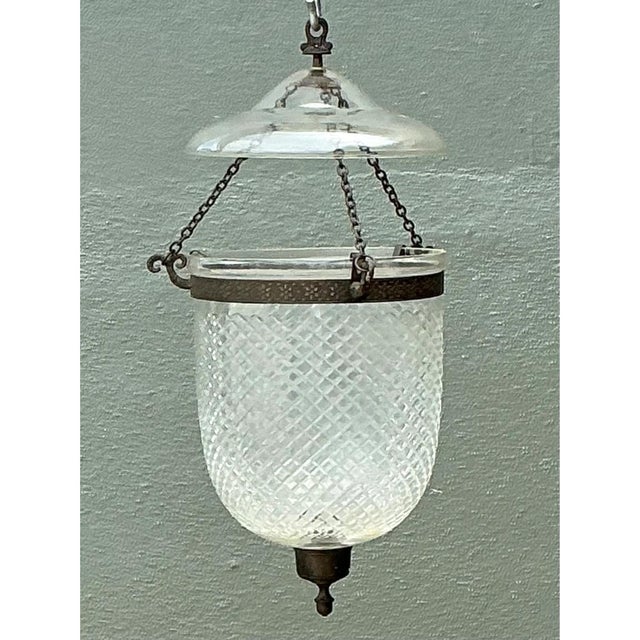 Vintage Diamond Cut Crystal Bell Jar Lantern For Sale - Image 9 of 12