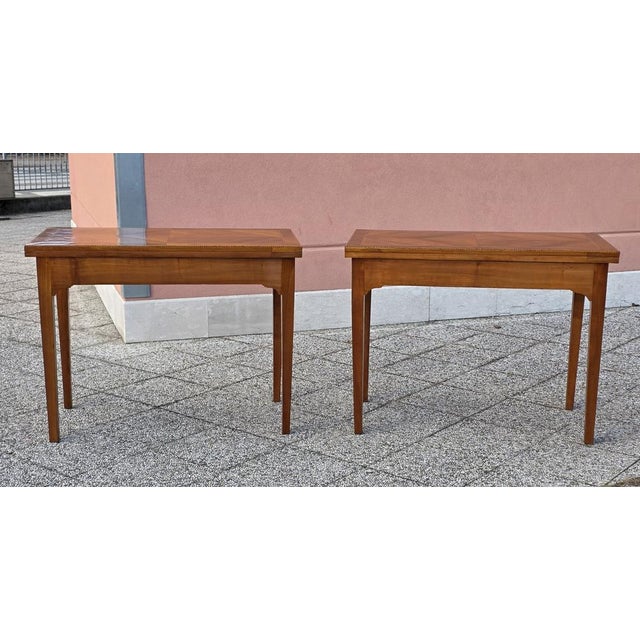 Brown Book-Shaped Game Tables in Cherrywood, 1800, Set of 2 For Sale - Image 8 of 11