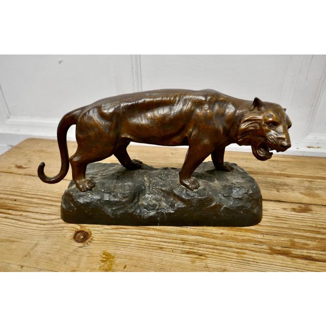 Bronze Tiger Statue, 1970s For Sale - Image 6 of 7