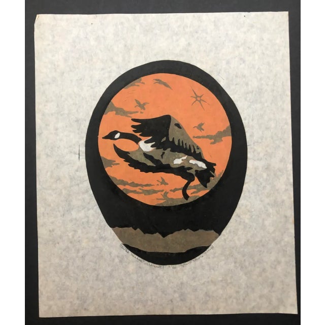 1970s 1971 Wild Goose Linocut by John Davis For Sale - Image 5 of 5