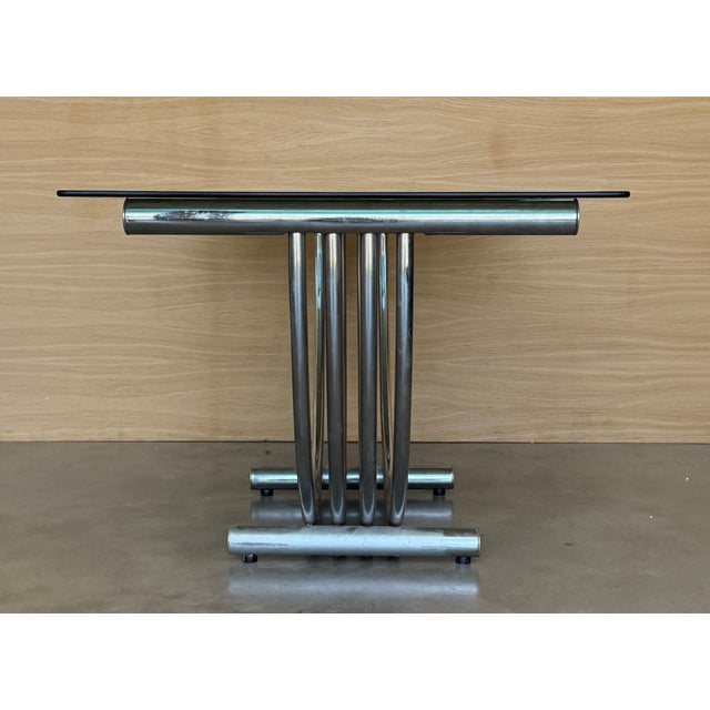 Romeo Rega Mid-Century Modern Romeo Rega Style Chrome, Brass and Glass Dining Table For Sale - Image 4 of 18