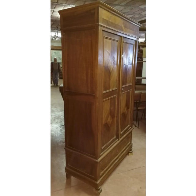 Late 19th Century Two-Door Wardrobe in Walnut with Geometric Design, Italy For Sale - Image 4 of 9