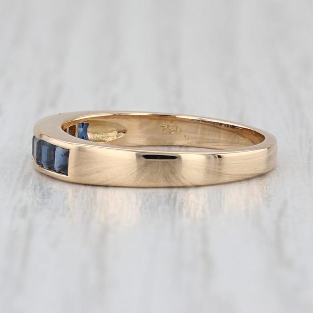 0.80ctw Blue Sapphire Ring 18k Yellow Gold Stackable Band Size 6.75 For Sale In Greensboro - Image 6 of 8