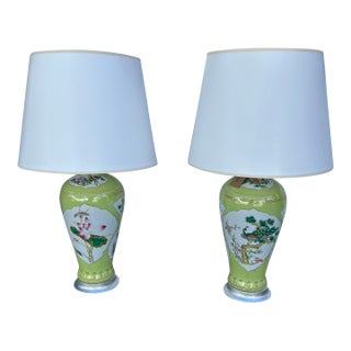 Antique, Chinese Hand Decorated Porcelain Table Lamps - a Pair For Sale