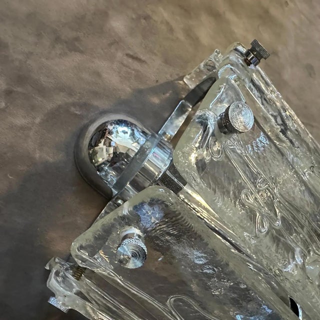 Two 1970s Space Age Murano Glass and Steel Wall Sconces by La Murrina For Sale - Image 6 of 17