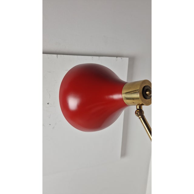 Floor Lamp for Reading with Red Marble Base and Cone with Joint, 1950s For Sale - Image 13 of 18