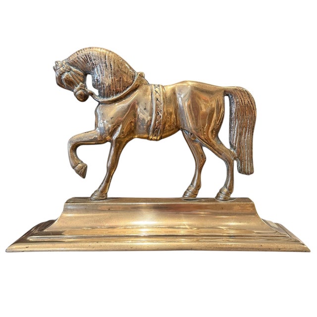 Metal Pair of Early 19th Century English Georgian Brass Horse Doorstops For Sale - Image 7 of 13