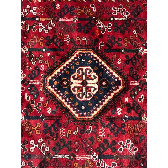 Mid-20th Century Persian Shiraz Qashqai Hand-Knotted Wool Rug For Sale - Image 4 of 11