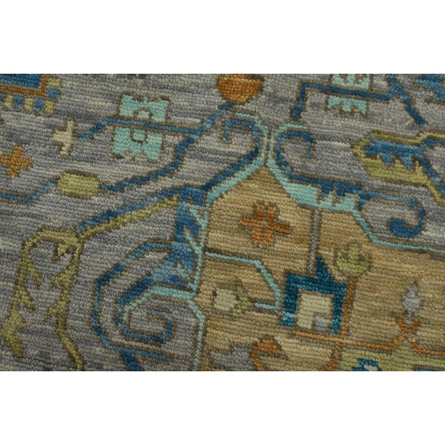 Serapi Rug 12’2” X 15’3” Blue Wool Tribal Hand-Knotted Oriental Carpet For Sale - Image 4 of 12