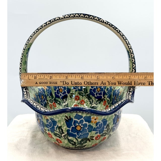 'Polish Pottery' Unikat 'Presence of Love'' Limited Edition Basket # 1973 With Coa by Ceramika Artystyczna Company For Sale - Image 9 of 12