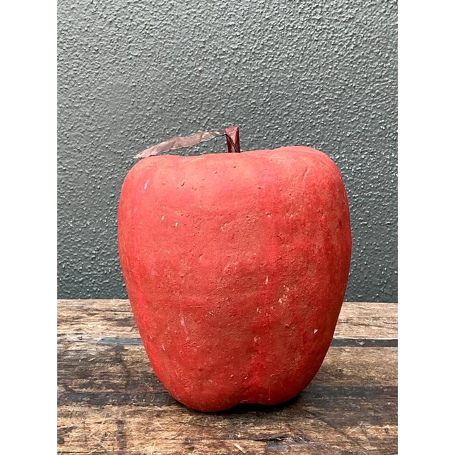 Vintage Monumental Red Painted Plaster Apple For Sale - Image 10 of 12