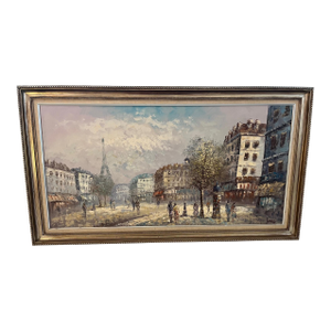Large Caroline Burnett (1877-1950) Impressionist Paris Cityscape Oil Painting