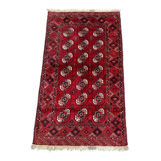 Red Bokhara Hand-Knotted Wool Rug - 5'8" X 3'4" For Sale