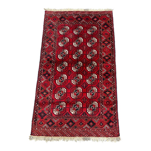 Red Bokhara Hand-Knotted Wool Rug - 5'8" X 3'4" For Sale