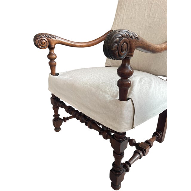 French Louis XIV Lounge Chairs in Walnut, Set of 2 For Sale - Image 4 of 9