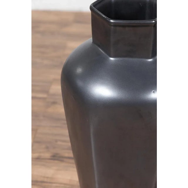 Pair of Cobalt Gray Ceramic Vases For Sale - Image 12 of 13
