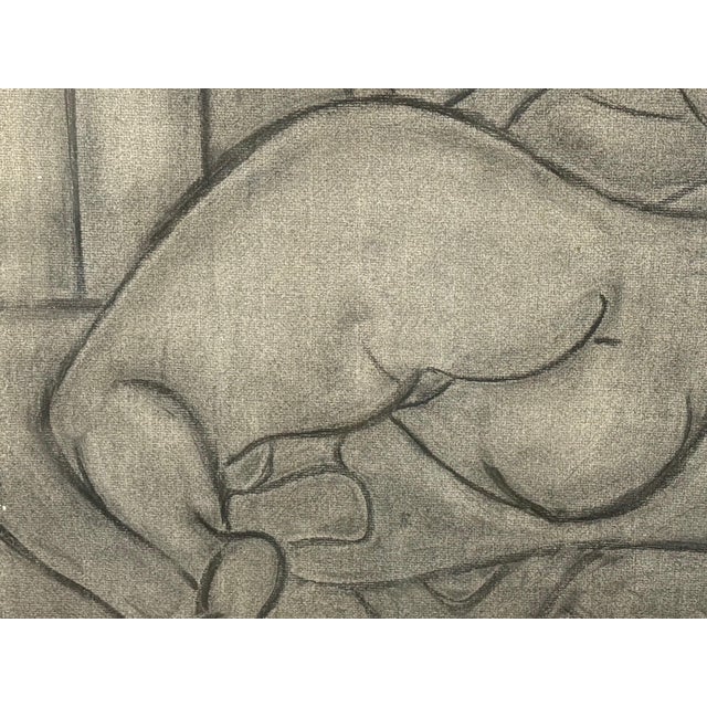 Expressionism Reclining Nude Charcoal Drawing by Young For Sale - Image 3 of 7
