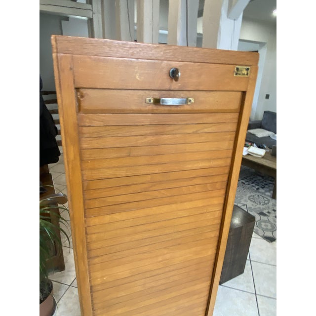 Oak Roll-Top Filing Cabinet, 1950s For Sale - Image 11 of 18