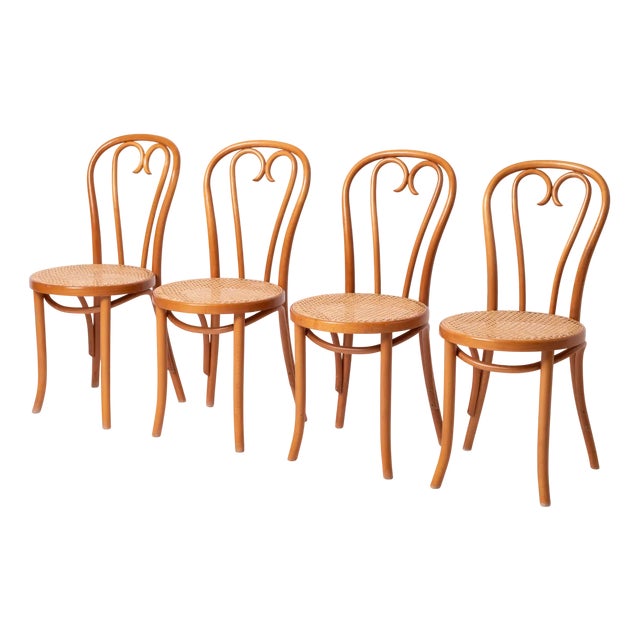 Radomsko Heart Chairs in Handwoven Cane by Michael Thonet for ZPM Radomsko, Poland, 1980s, Set of 4 For Sale