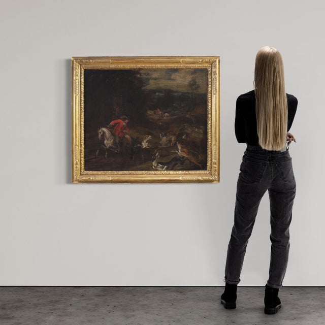 Italian Artist, Deer Hunting Scene, 1770, Oil on Canvas, Framed For Sale - Image 13 of 16