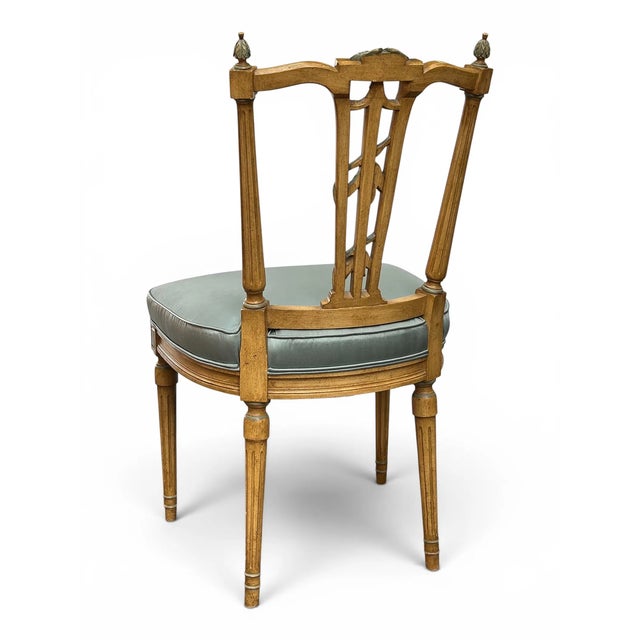 Wood Mid 20th Century French Louis XVI Floral Carved Side Chairs - A Pair For Sale - Image 7 of 8